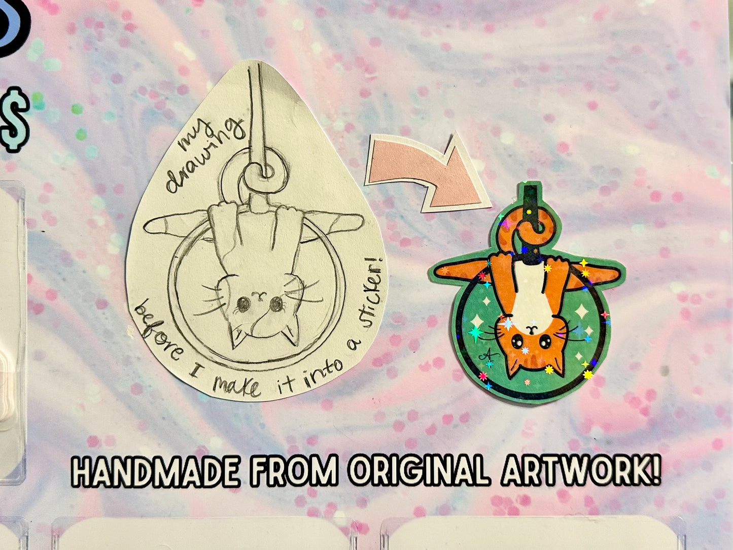 Handmade Aerialist Cat Stickers | Silks, Lyra, Hammock, Trapeze, + Pole