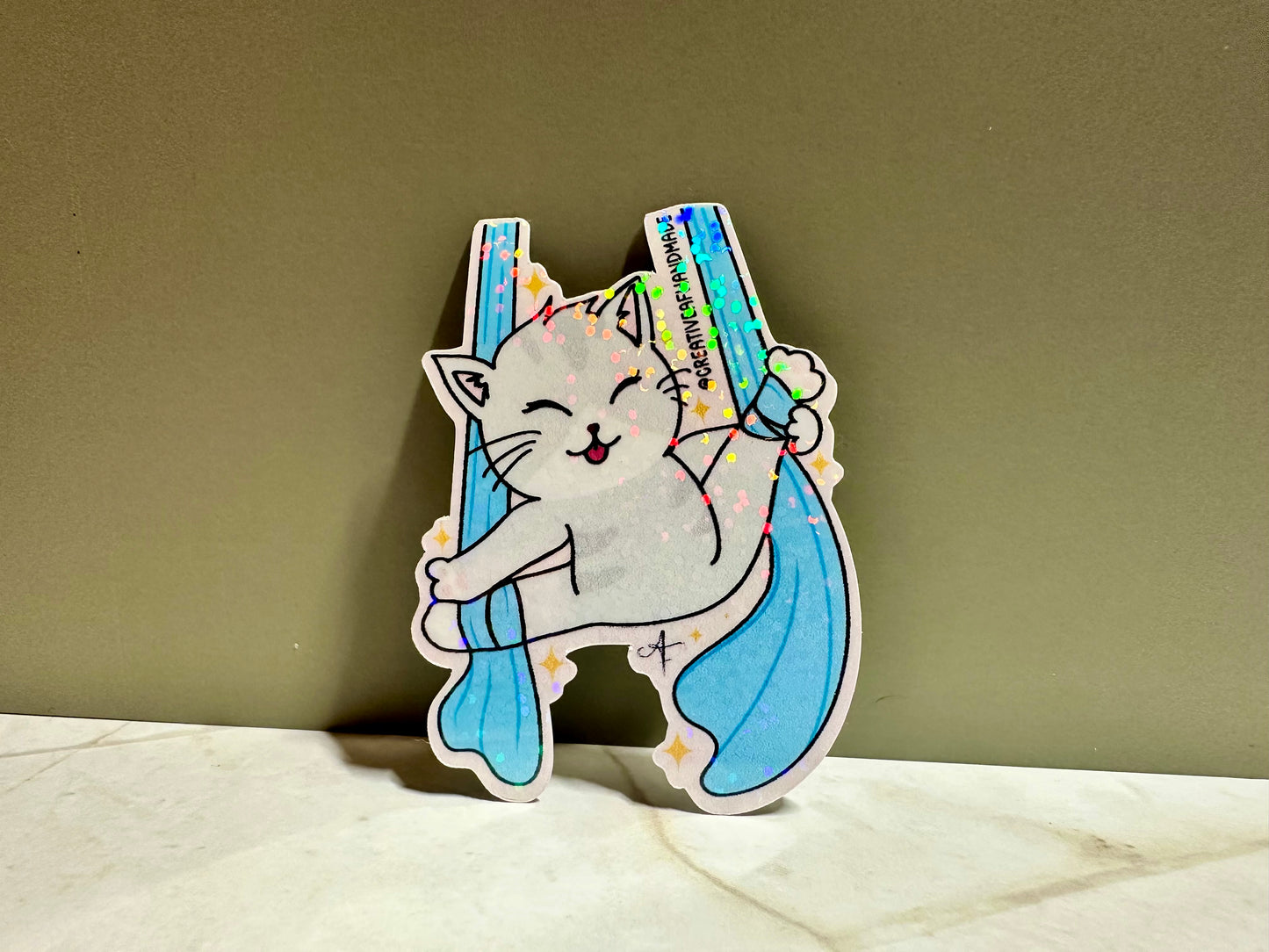 Handmade Aerialist Cat Stickers | Silks, Lyra, Hammock, Trapeze, + Pole