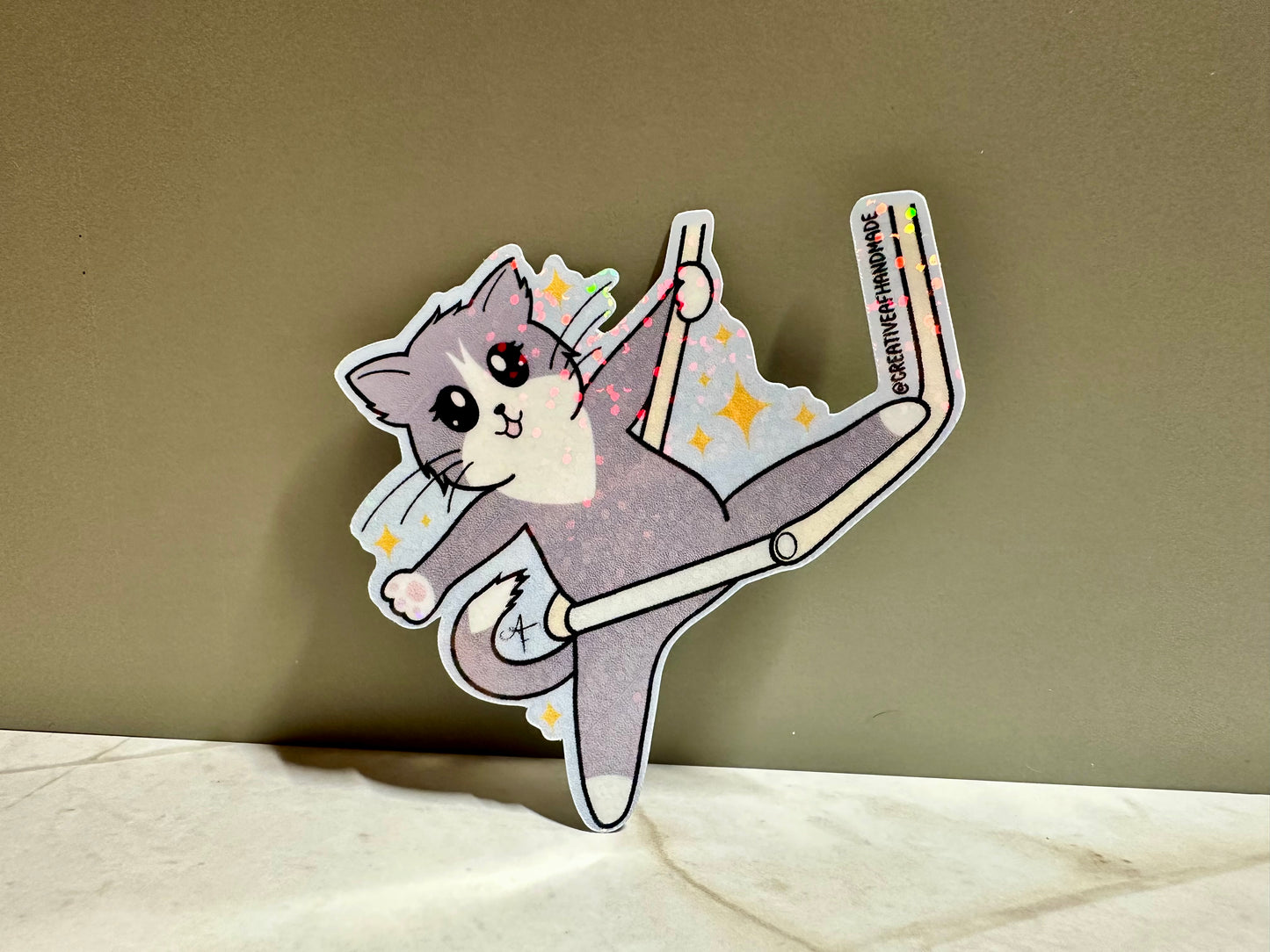 Handmade Aerialist Cat Stickers | Silks, Lyra, Hammock, Trapeze, + Pole