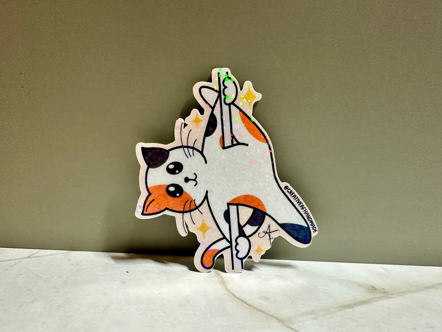 Handmade Aerialist Cat Stickers | Silks, Lyra, Hammock, Trapeze, + Pole