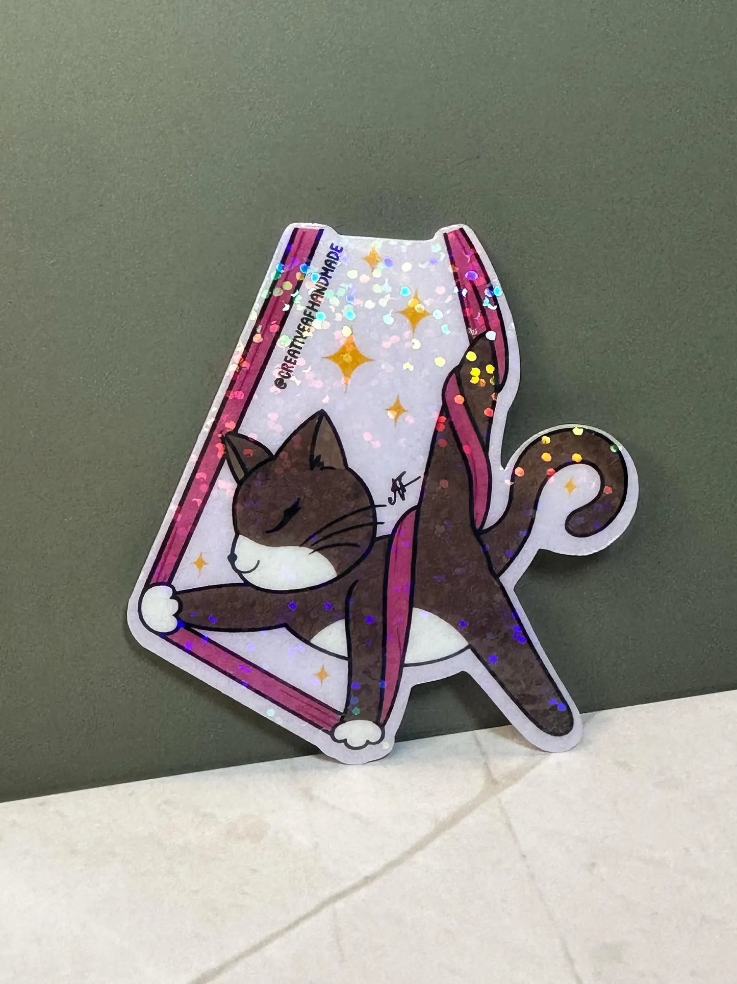 Handmade Aerialist Cat Stickers | Silks, Lyra, Hammock, Trapeze, + Pole