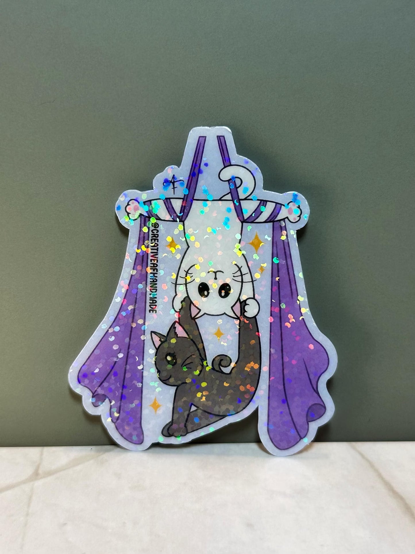 Handmade Aerialist Cat Stickers | Silks, Lyra, Hammock, Trapeze, + Pole